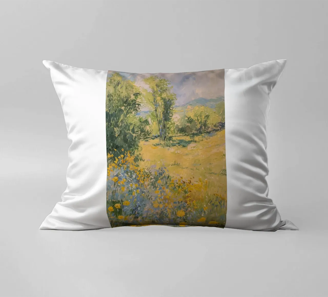 vue prairie fleurs sauvages dans collines claude monet coussin de belong shop
