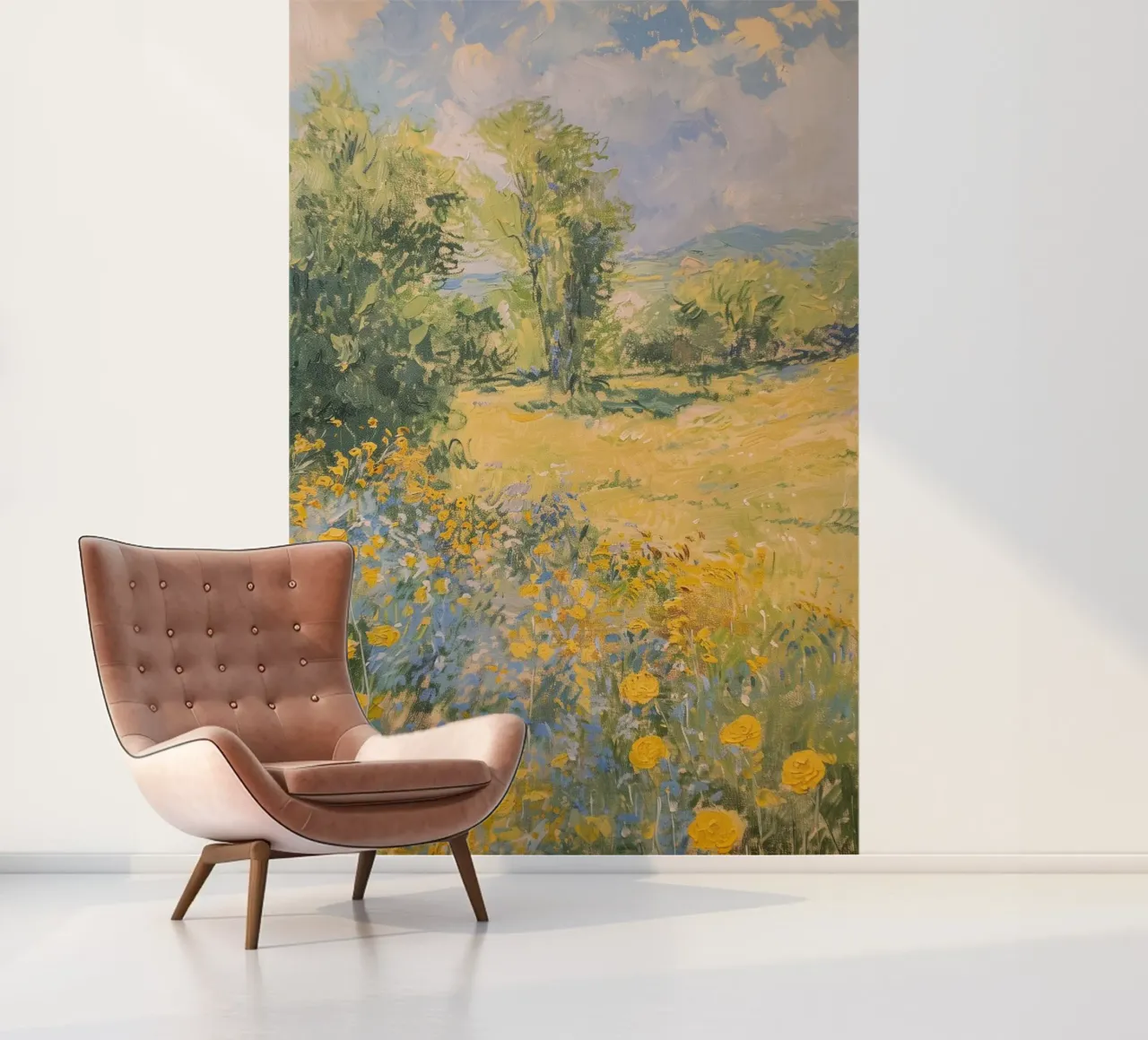 view Meadow wild flowers in hills claude monet photo wallpaper by belong shop