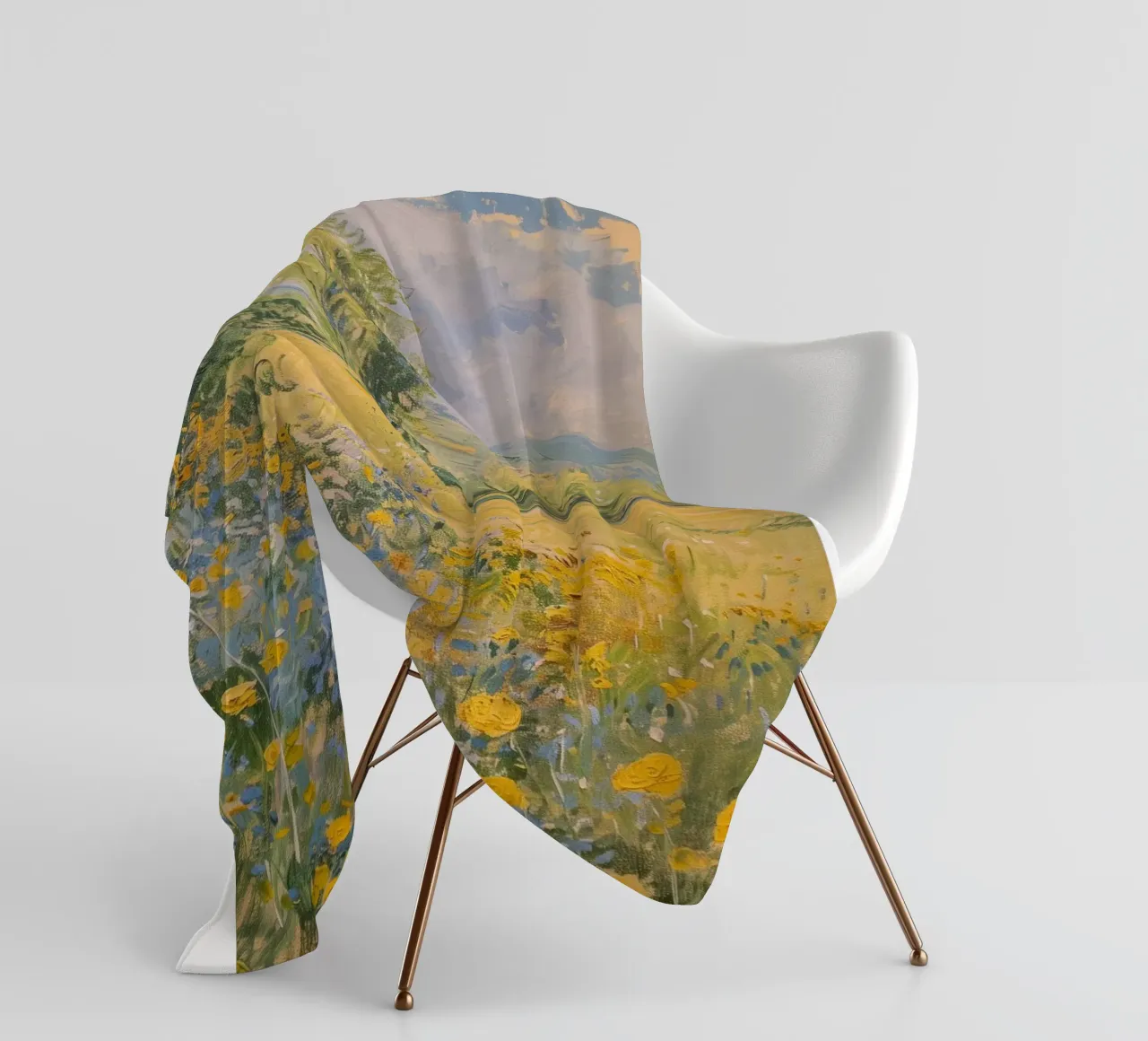 vue prairie fleurs sauvages dans collines claude monet plaid polaire de belong shop