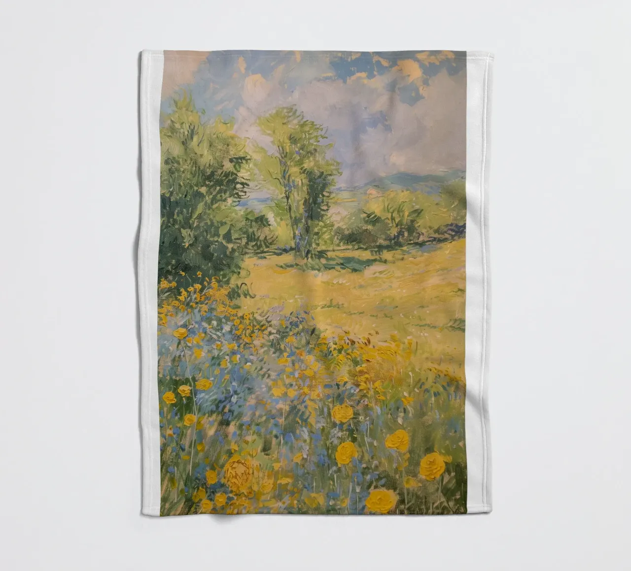 vue prairie fleurs sauvages dans collines claude monet plaid polaire de belong shop