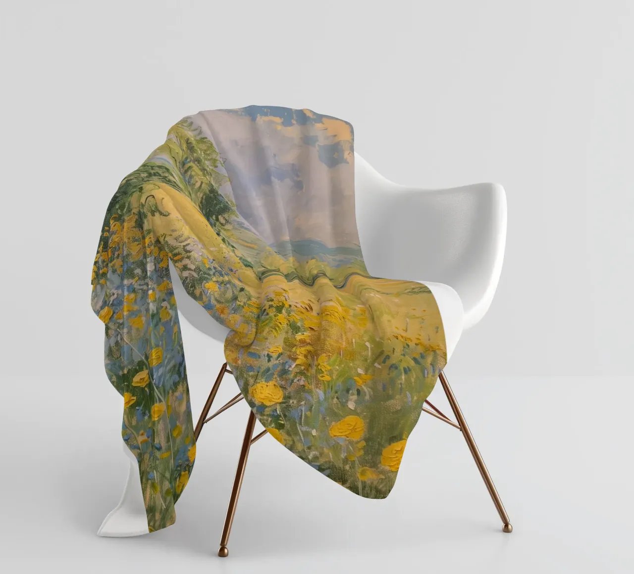 vue prairie fleurs sauvages dans collines claude monet plaid polaire de belong shop