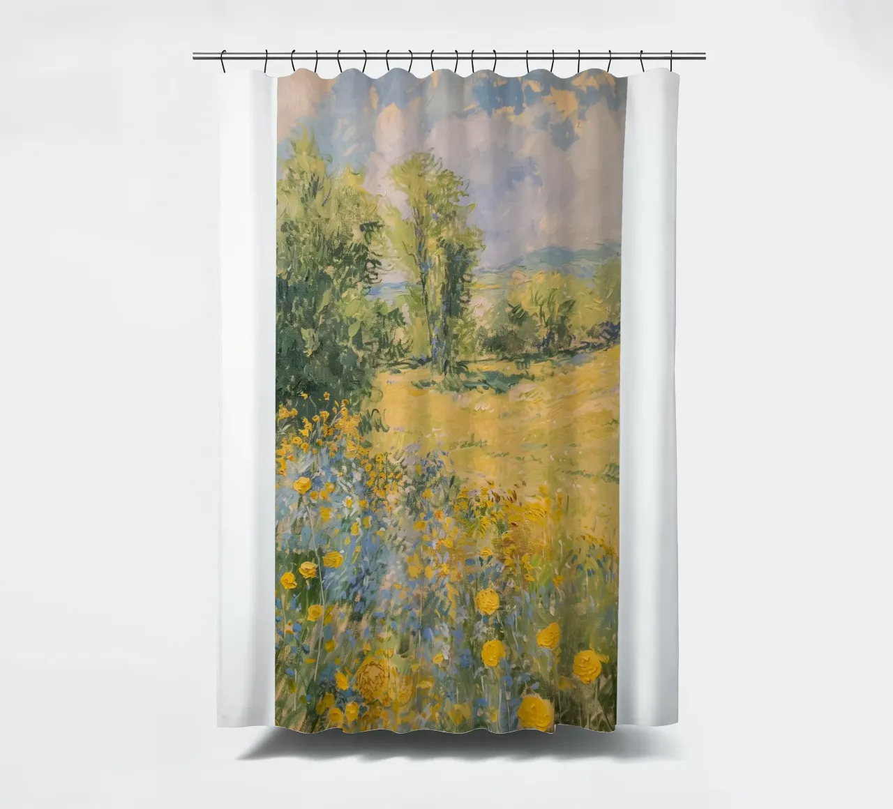 vue prairie fleurs sauvages dans collines claude monet rideau de douche de belong shop
