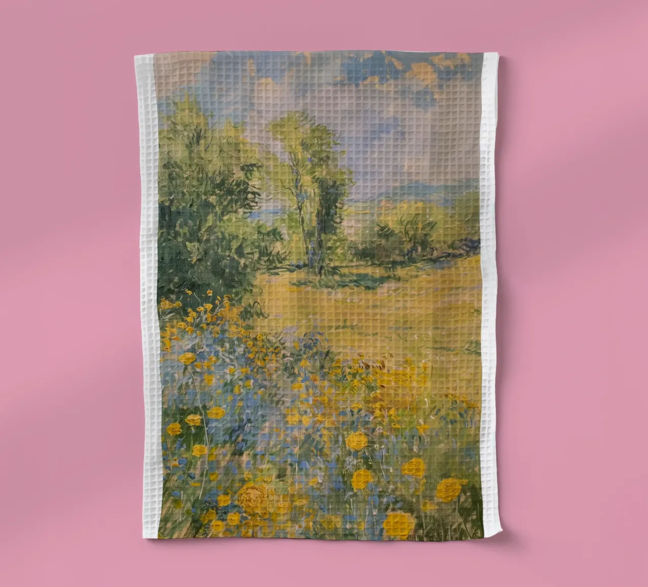 vue prairie fleurs sauvages dans collines claude monet torchon de belong shop