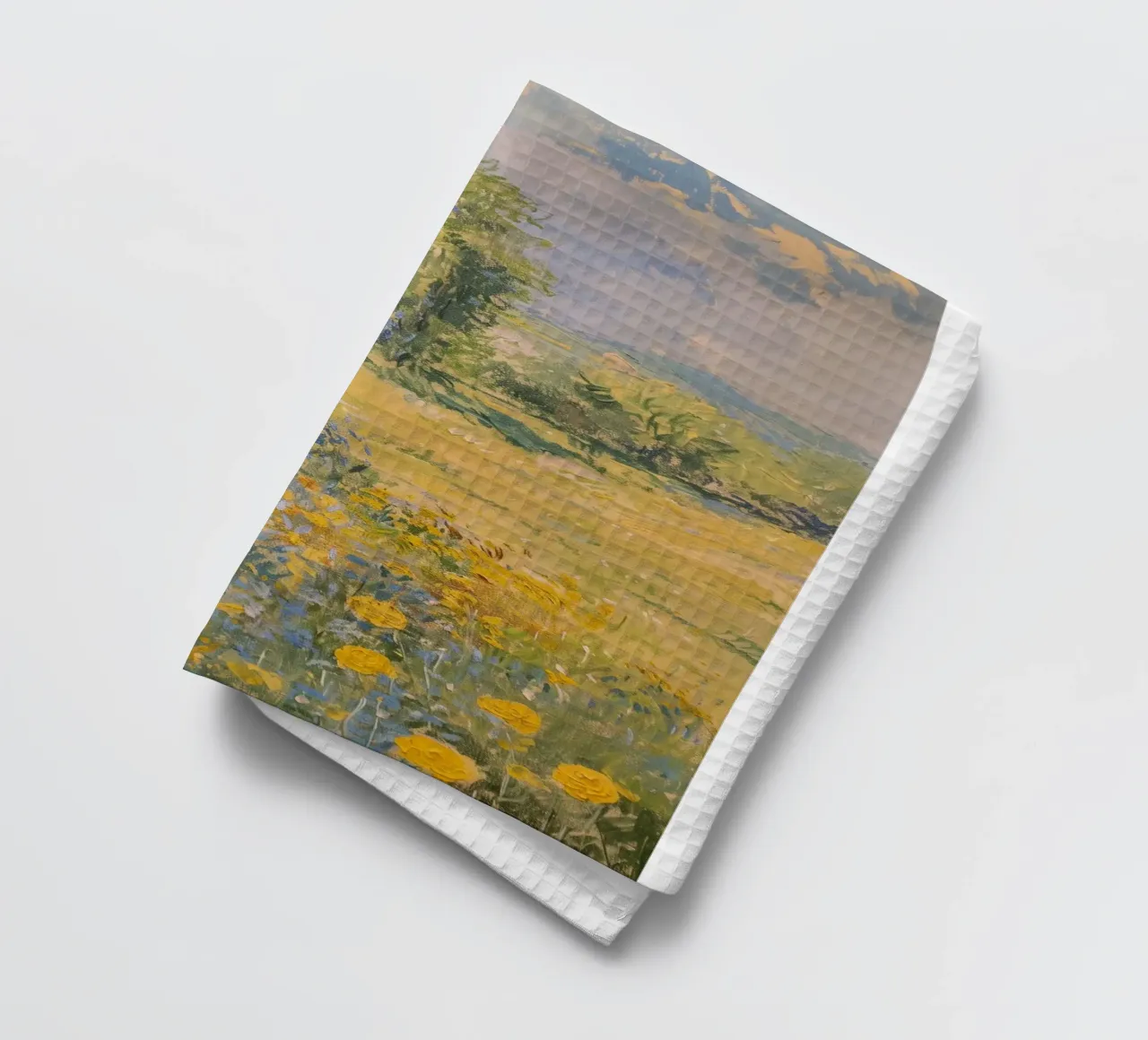 vue prairie fleurs sauvages dans collines claude monet torchon de belong shop