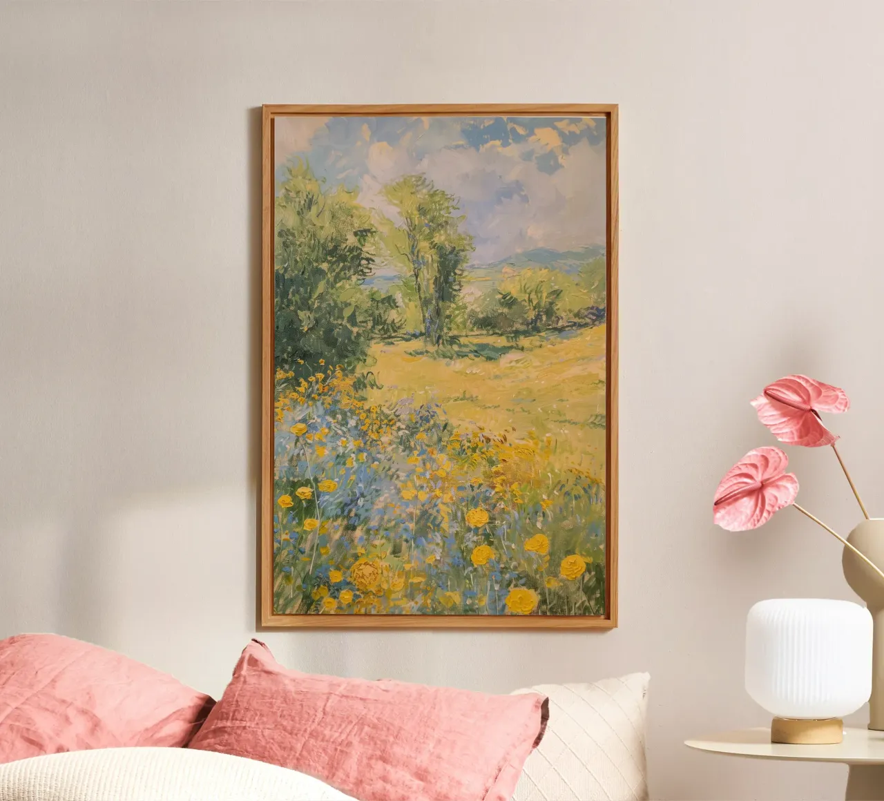 vue prairie fleurs sauvages dans collines claude monet alu dibond de belong shop