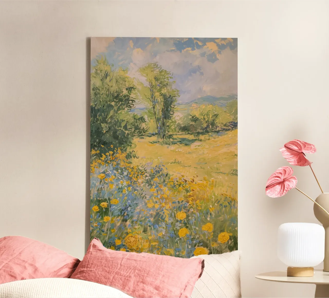 vue prairie fleurs sauvages dans collines claude monet toile de belong shop