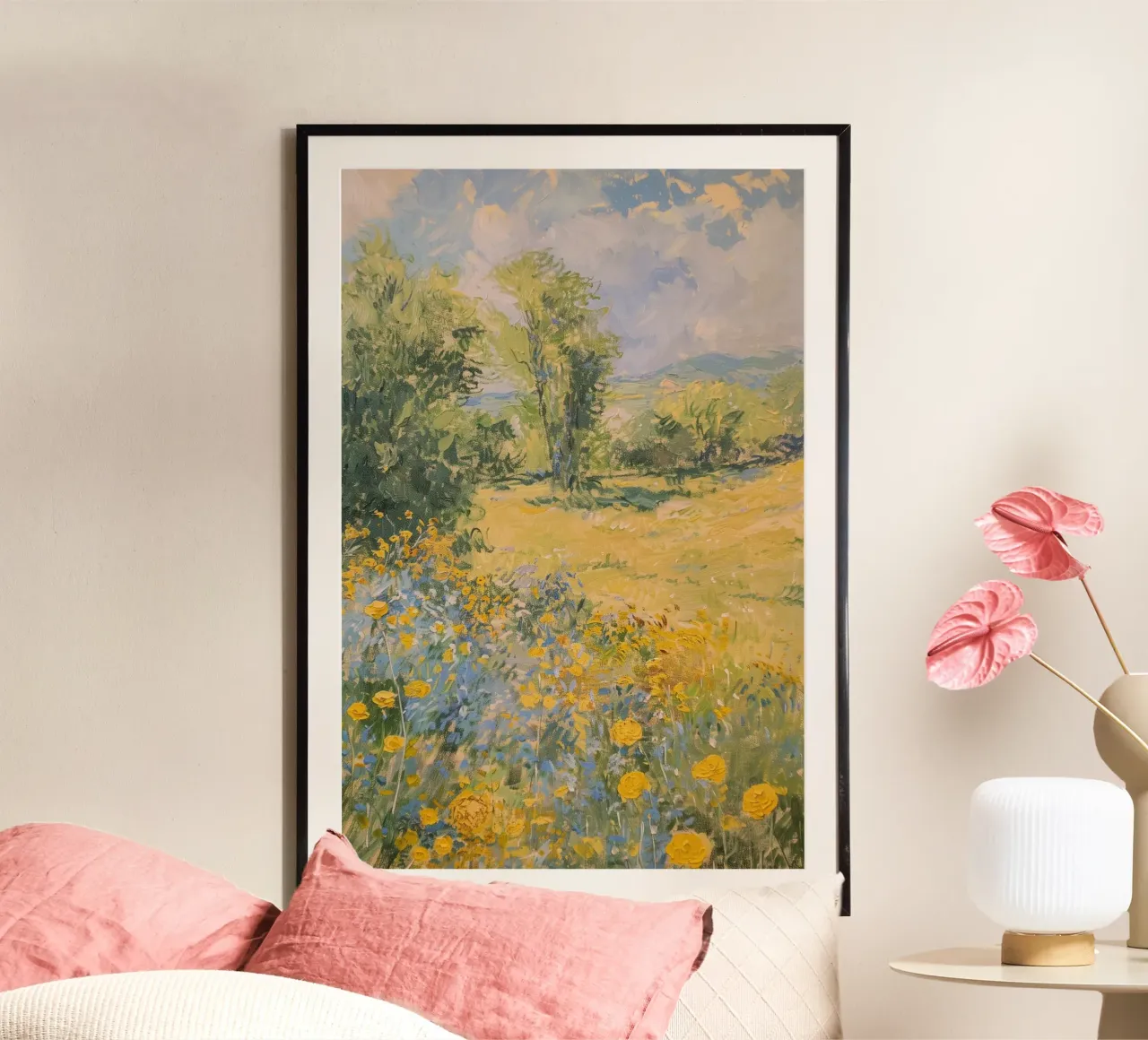 vue prairie fleurs sauvages dans collines claude monet hahnemühle de belong shop