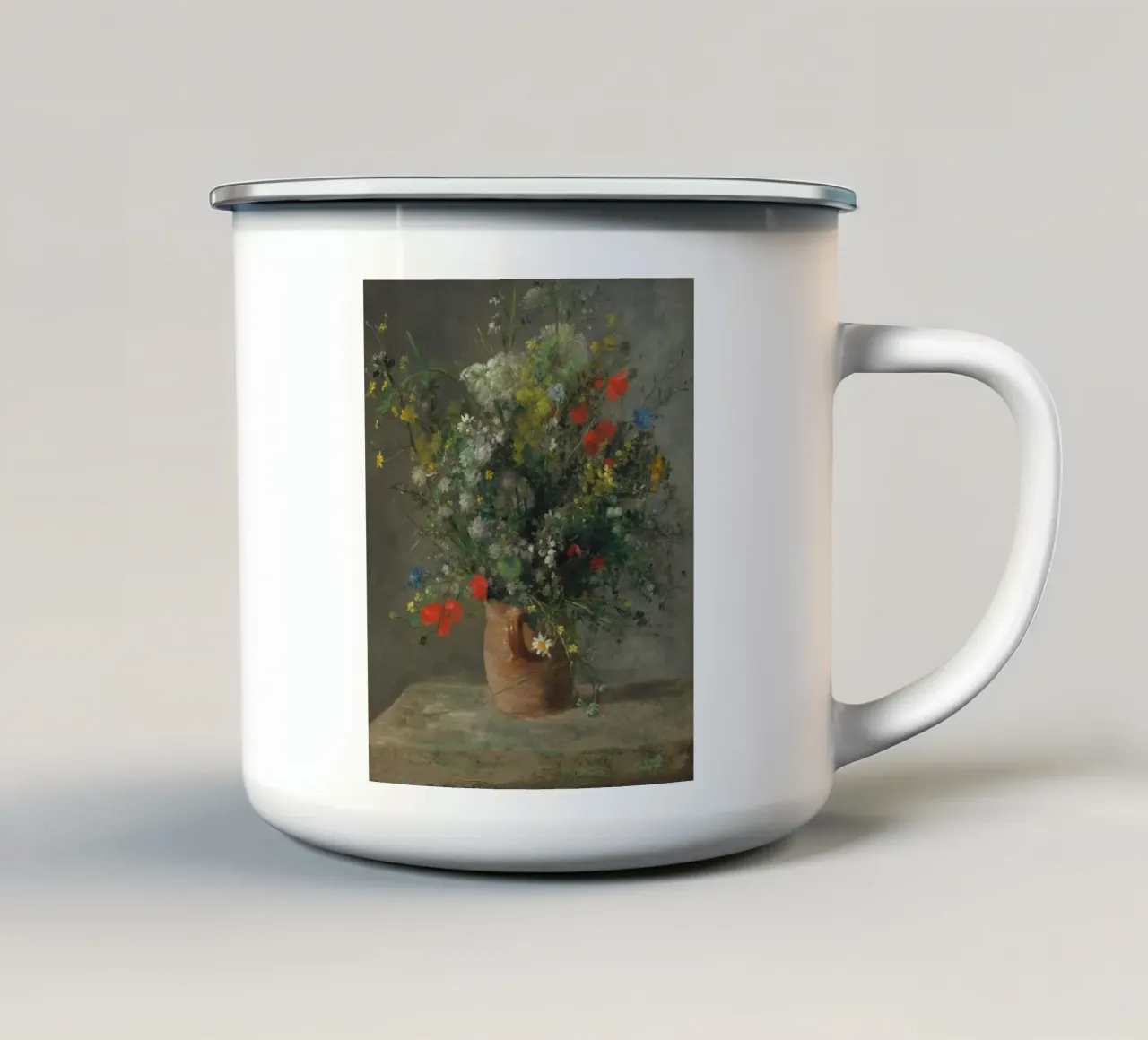 Pierre-Auguste Renoir - Fiori in un vaso (1866 ca.) tazza in smalto da Wirla