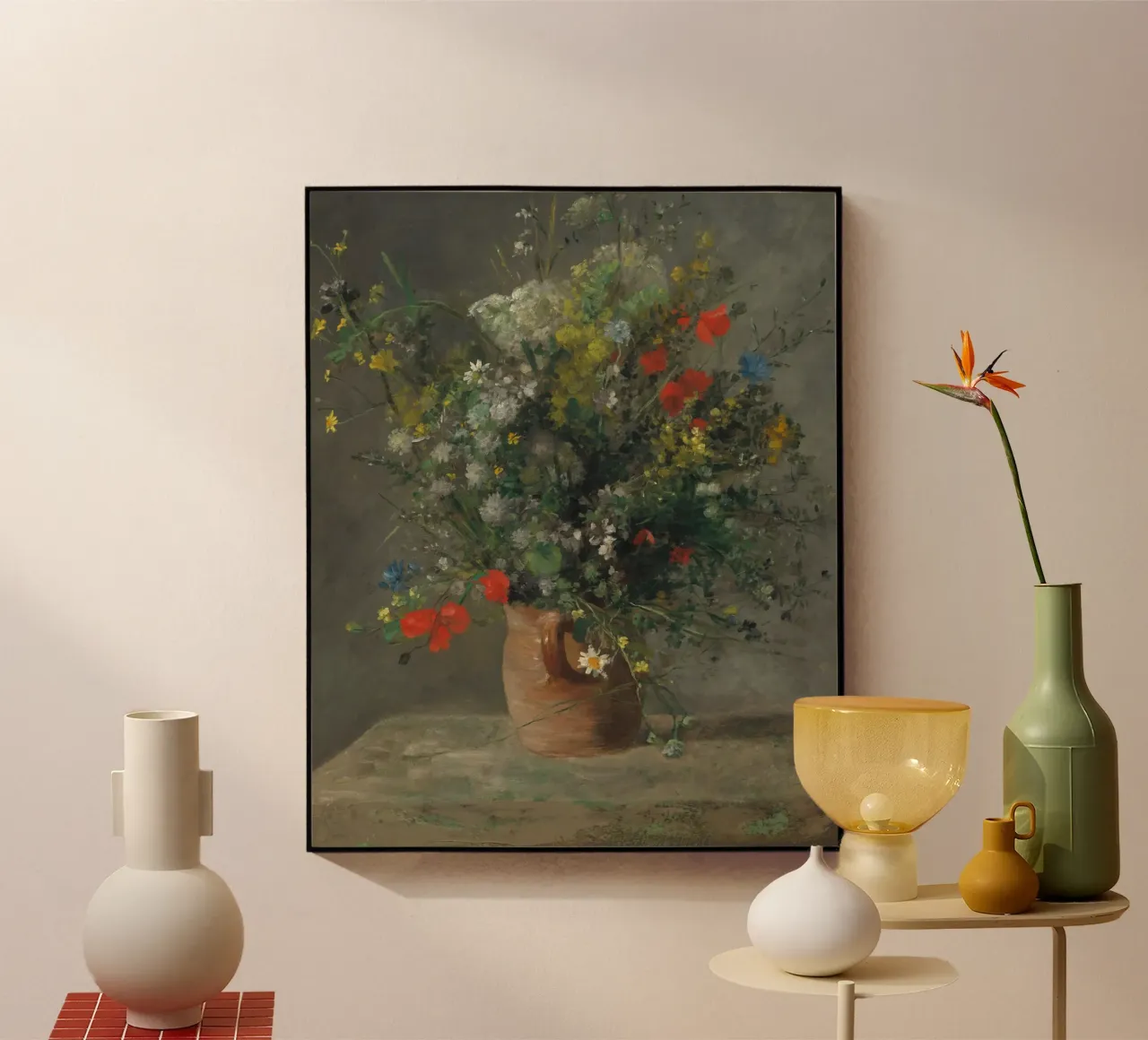 Pierre-Auguste Renoir - Flores en un jarrón (c. 1866) metacrilato de Wirla
