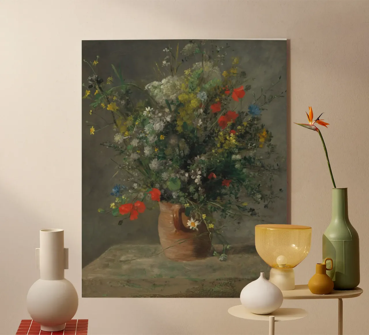 Pierre-Auguste Renoir - Flores en un jarrón (c. 1866) metacrilato de Wirla