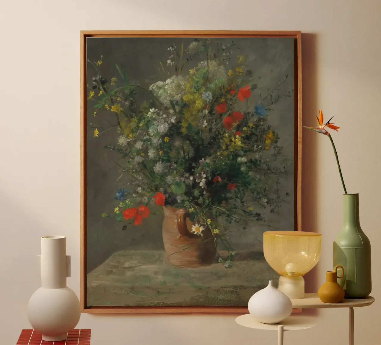 Pierre-Auguste Renoir - Fiori in un vaso (1866 ca.) tela con Cornice a cassetta da Wirla