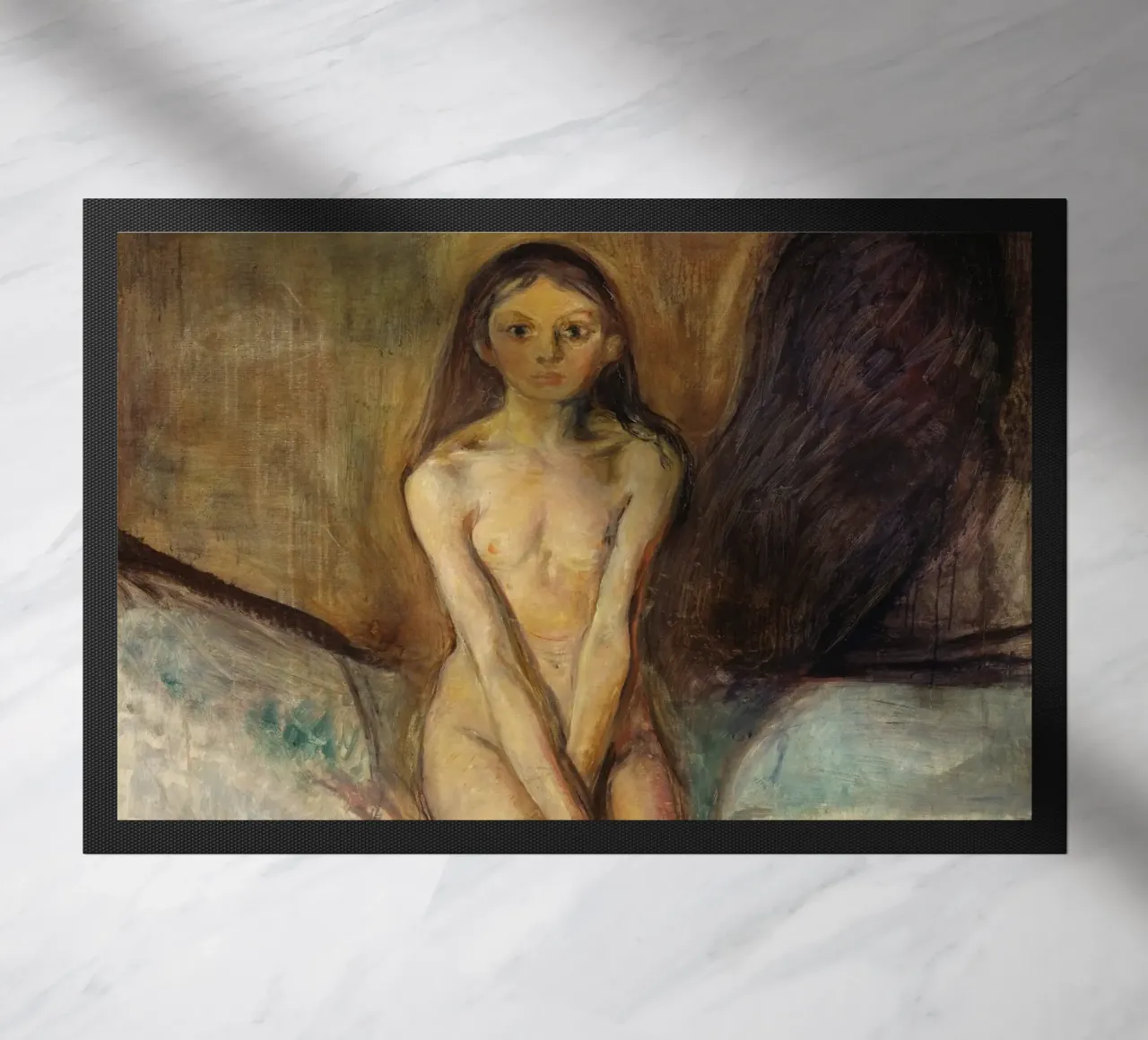 Edvard Munch - Puberty (1894-1895) doormat by Wirla