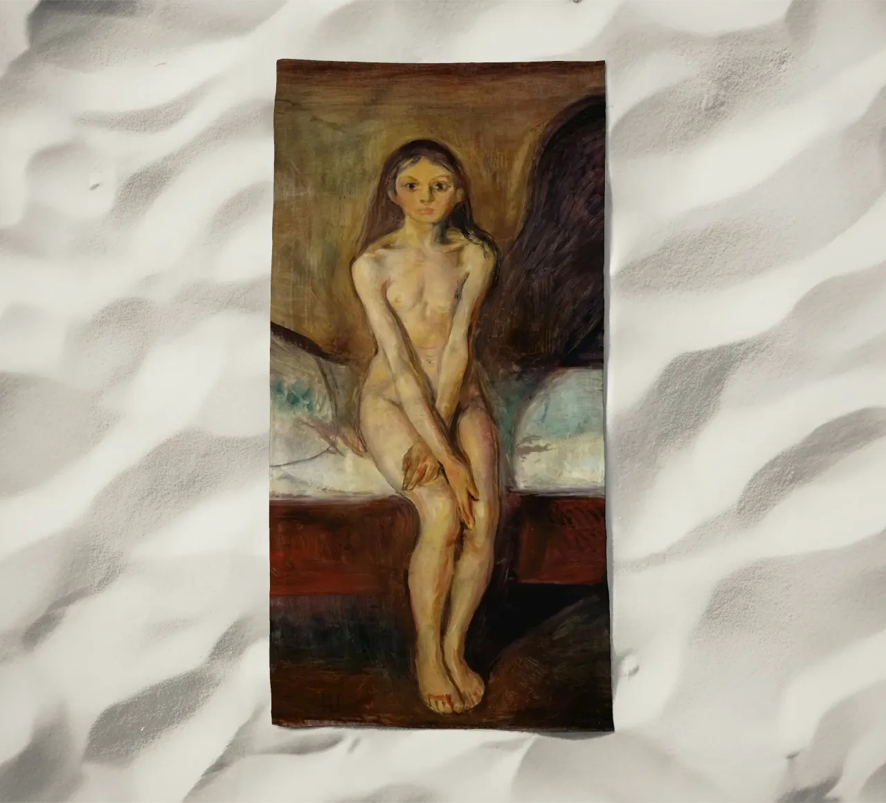 Edvard Munch - Puberty (1894-1895) beach towel by Wirla