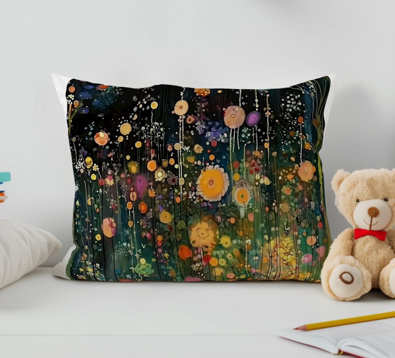 Midnight Flower Klimt Kissen von D1 Shop