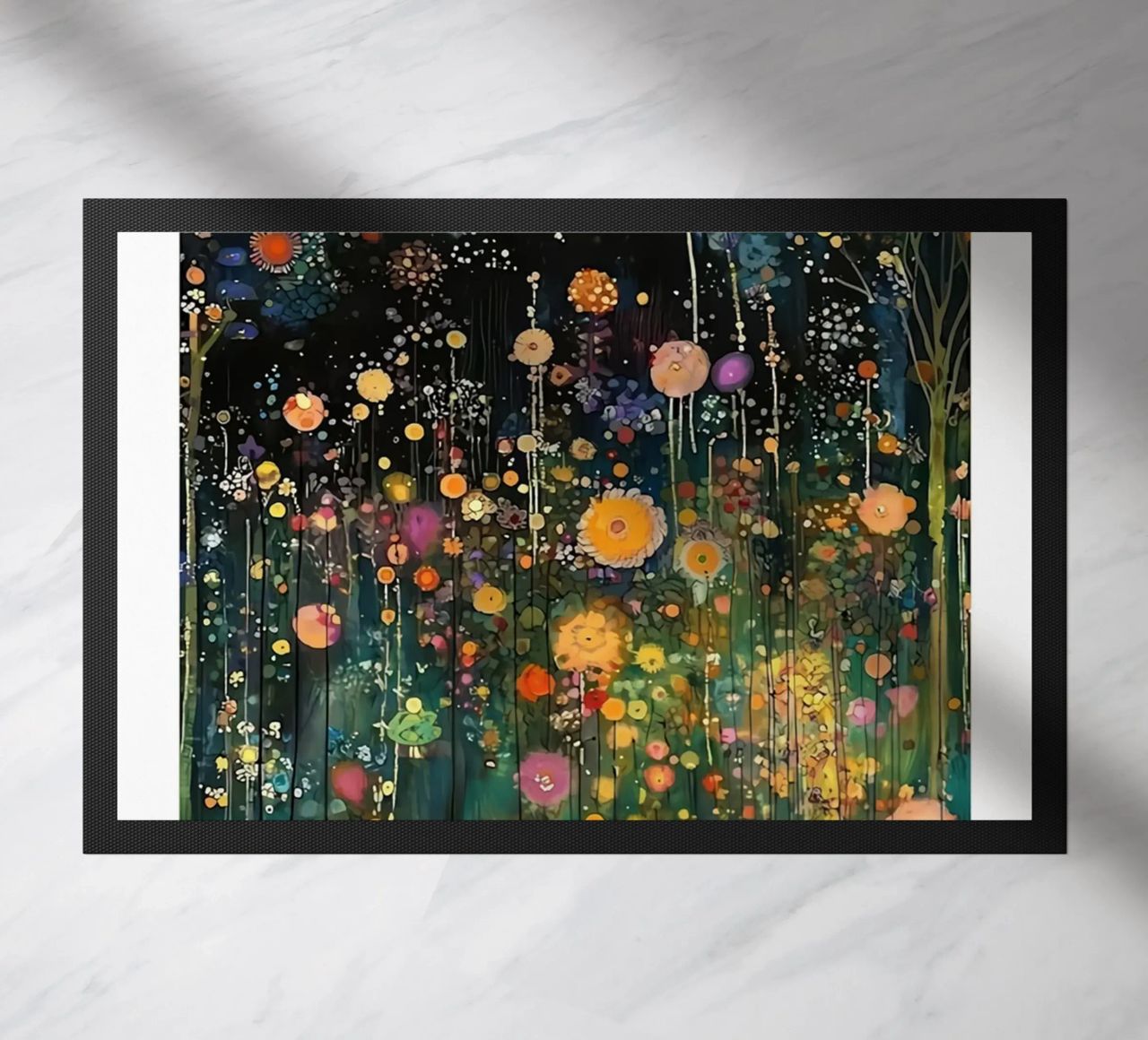 Midnight Flower Klimt Fußmatte von D1 Shop