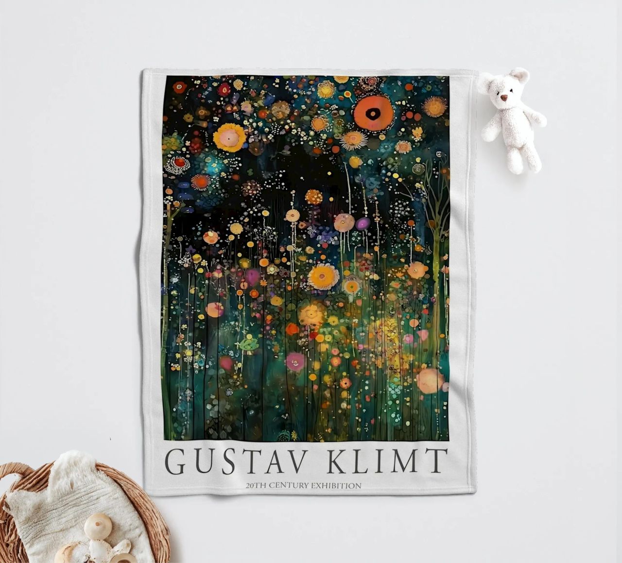 Midnight Flower Klimt Fleecedecke von D1 Shop