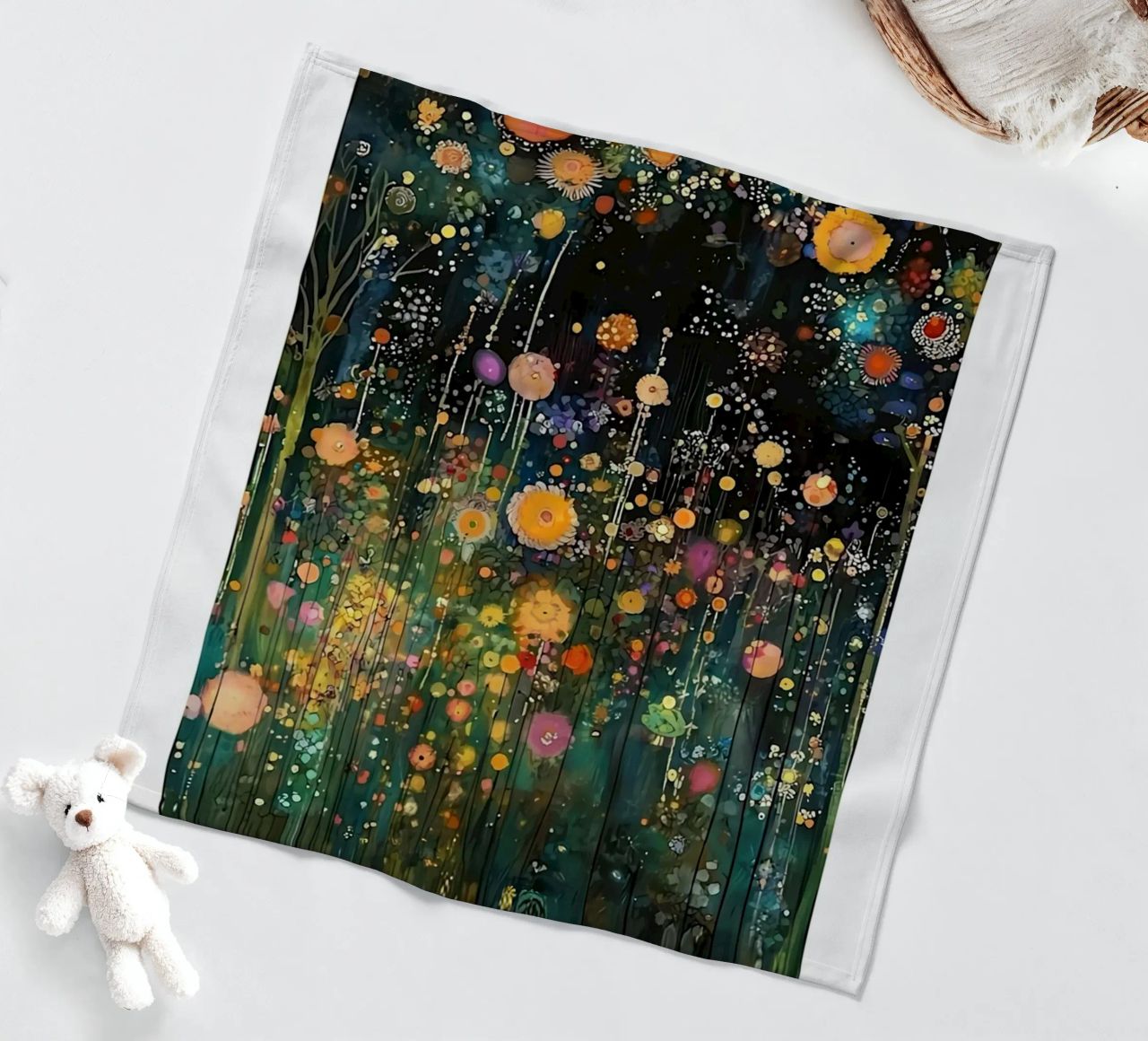 Midnight Flower Klimt Fleecedecke von D1 Shop