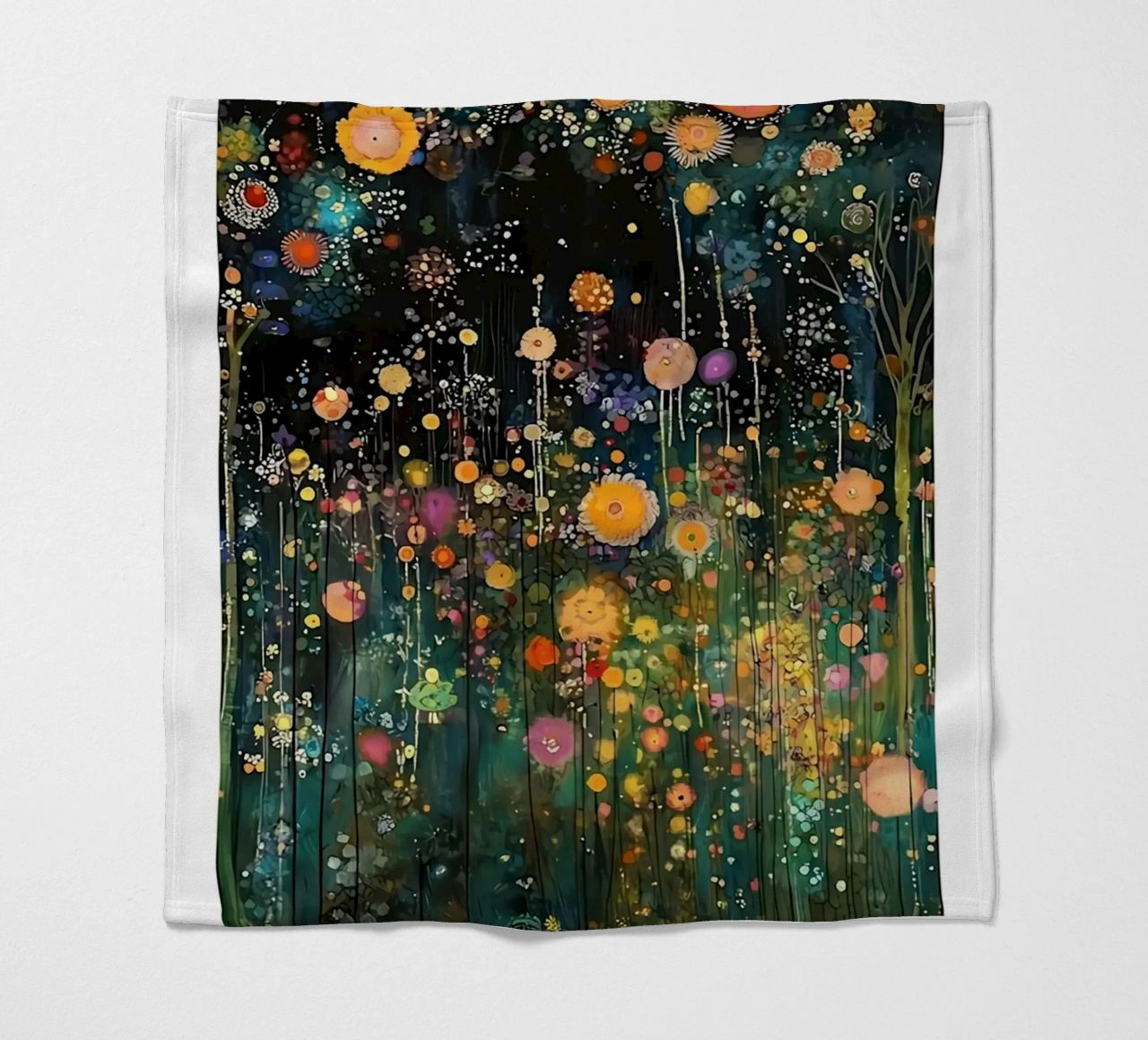 Midnight Flower Klimt Fleecedecke von D1 Shop