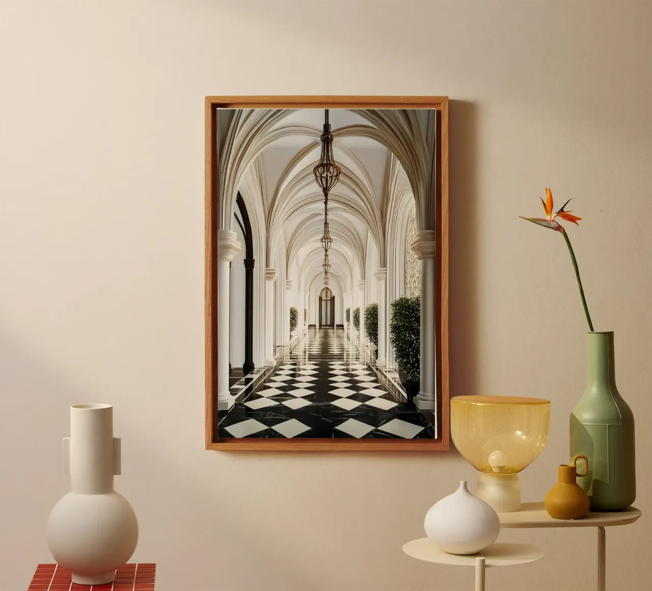 Gebogen hal Architectuur canvas met Baklijst van rapunsell