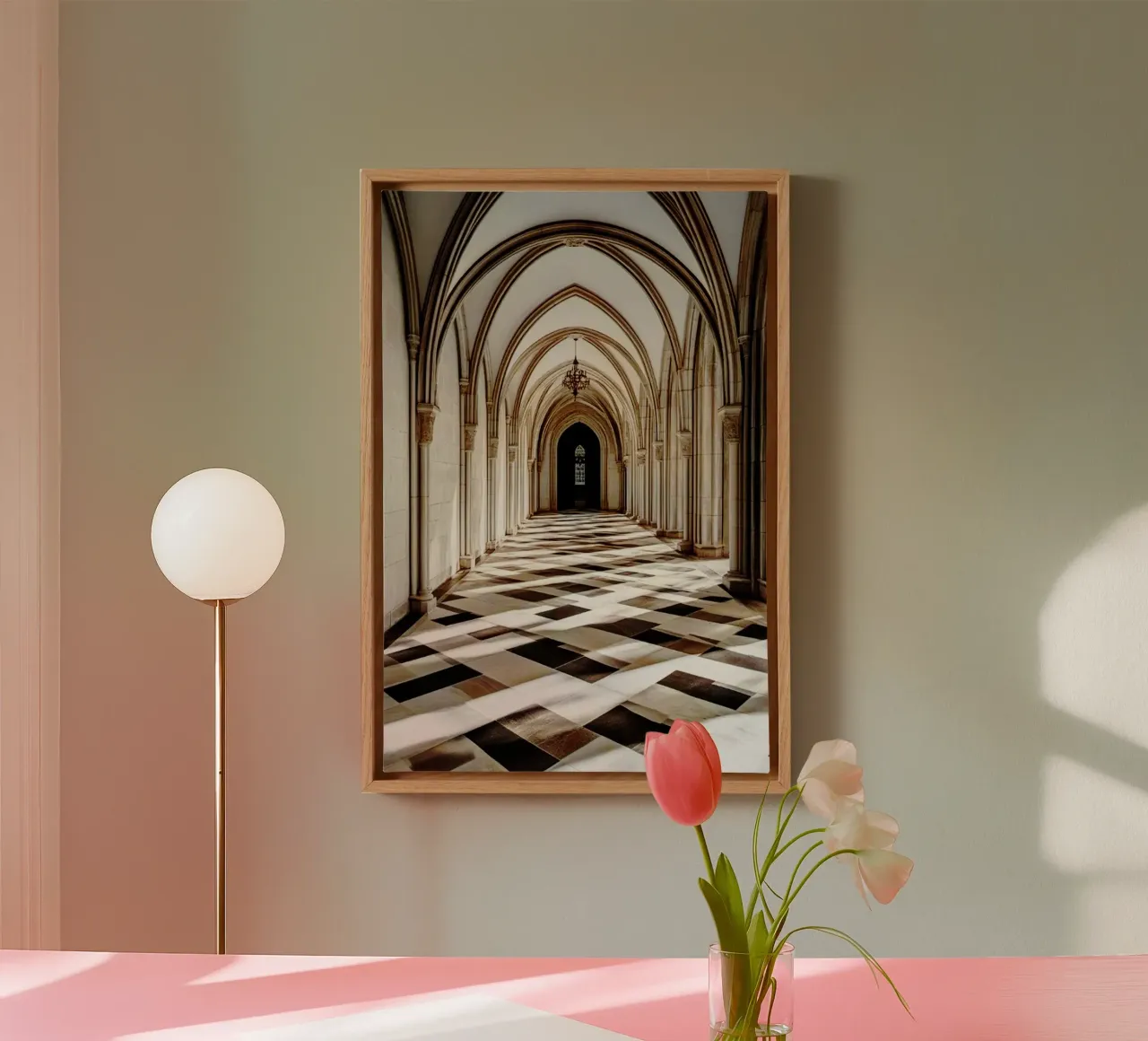 Arched hallway Italian Architecture canvas with Floater frame by rapunsell