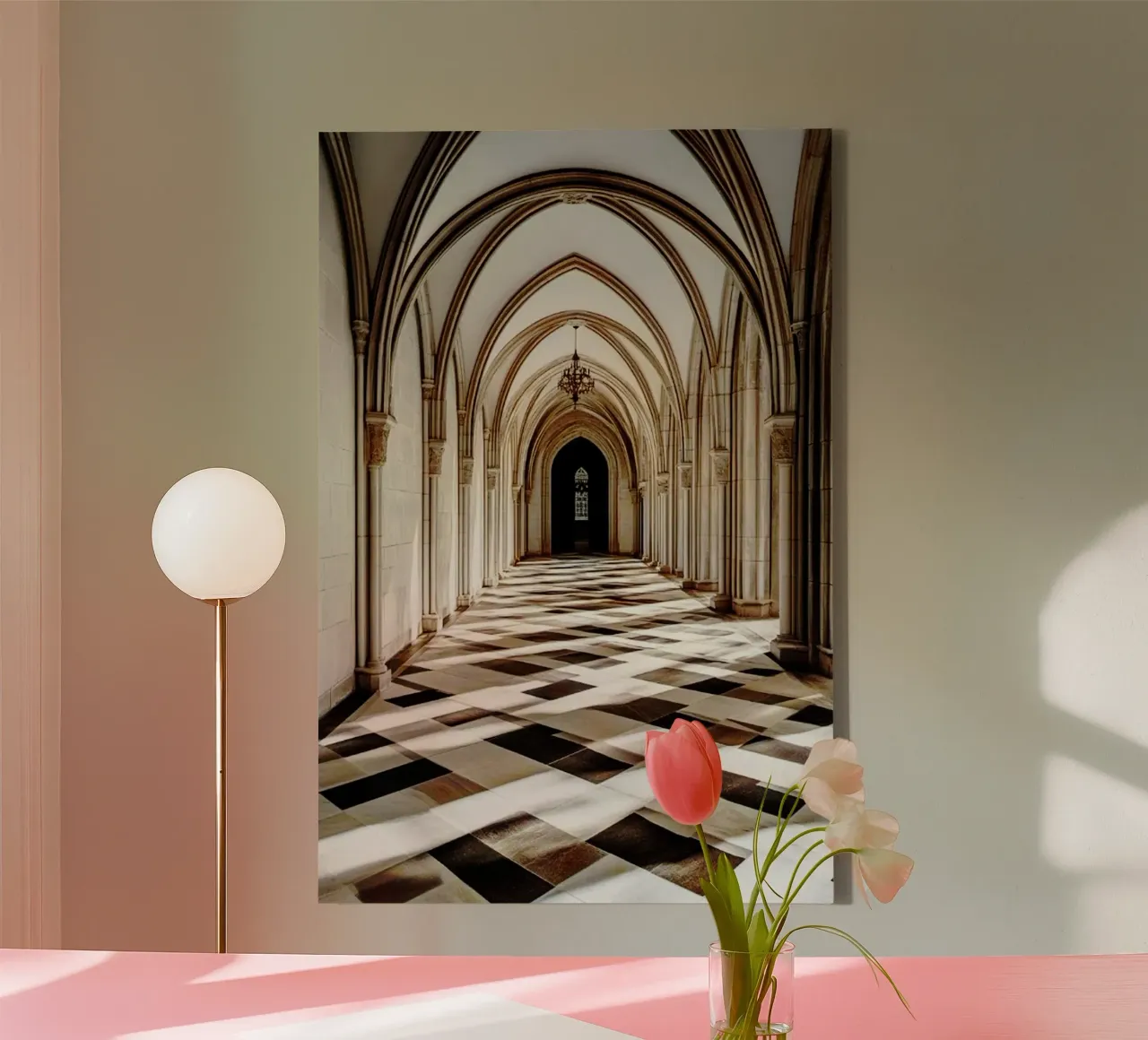 Arched hallway Italian Architecture canvas with Floater frame by rapunsell