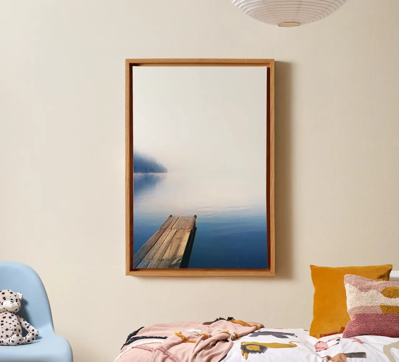 Boat Dock on Lake Photography canvas with Floater frame by rapunsell