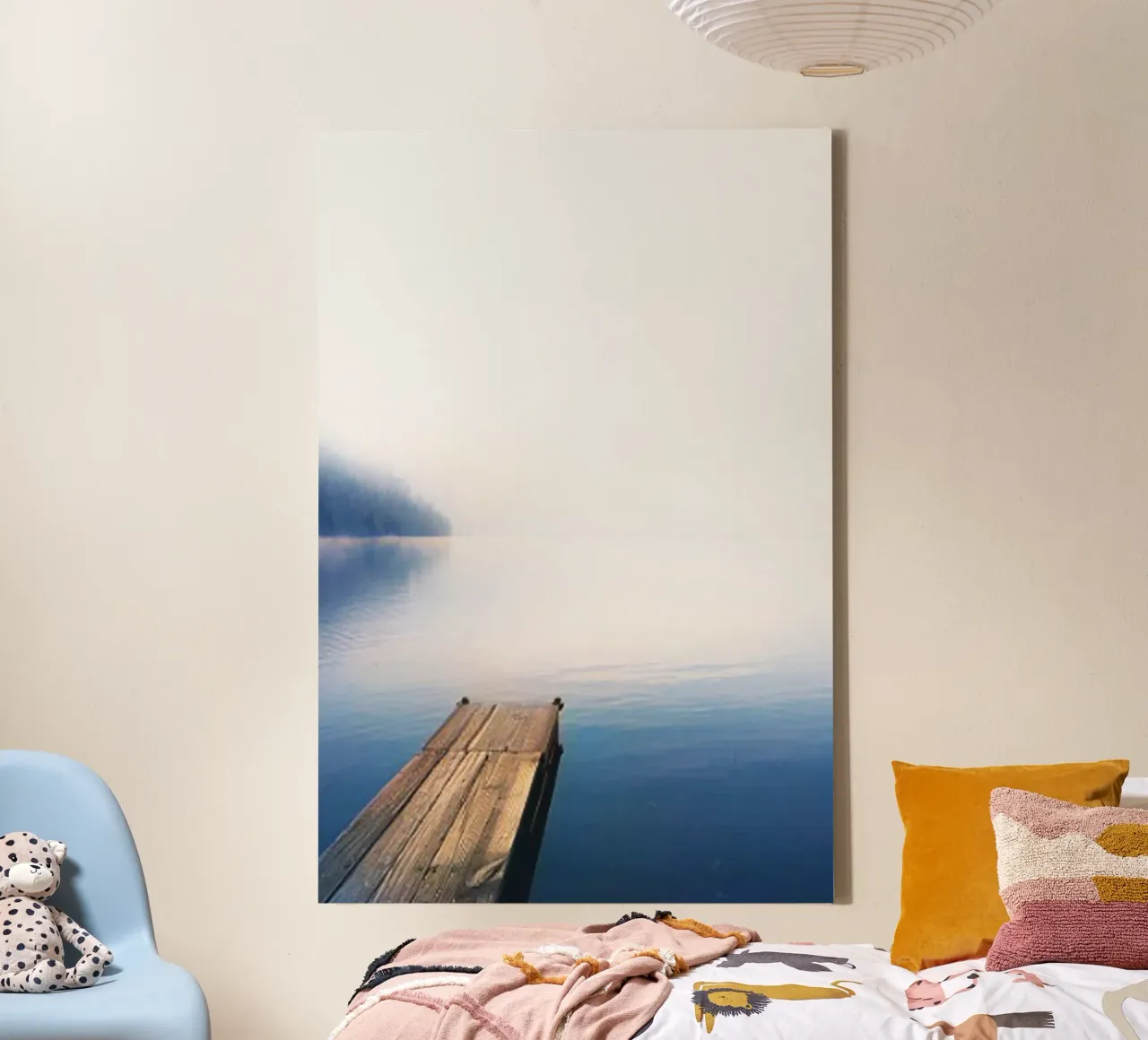 Boat Dock on Lake Photography canvas with Floater frame by rapunsell