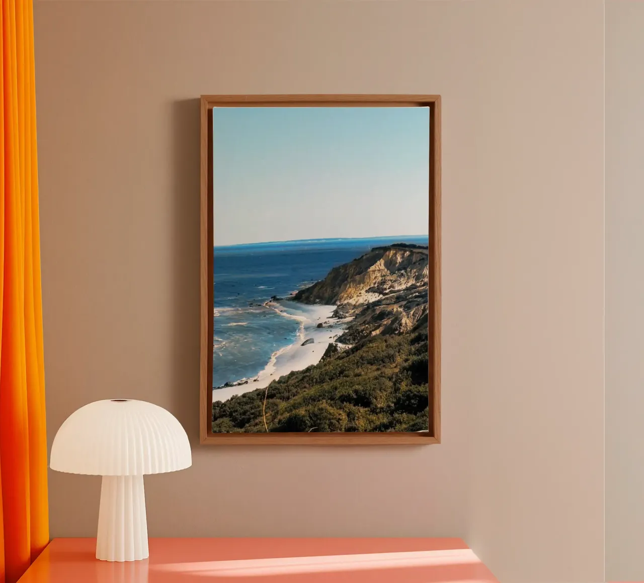 coral on the beach canvas with Floater frame by rapunsell
