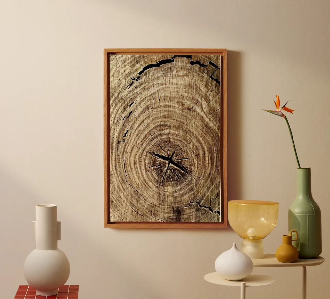 Anelli di alberi tagliati Fotografia tela con Cornice a cassetta da rapunsell