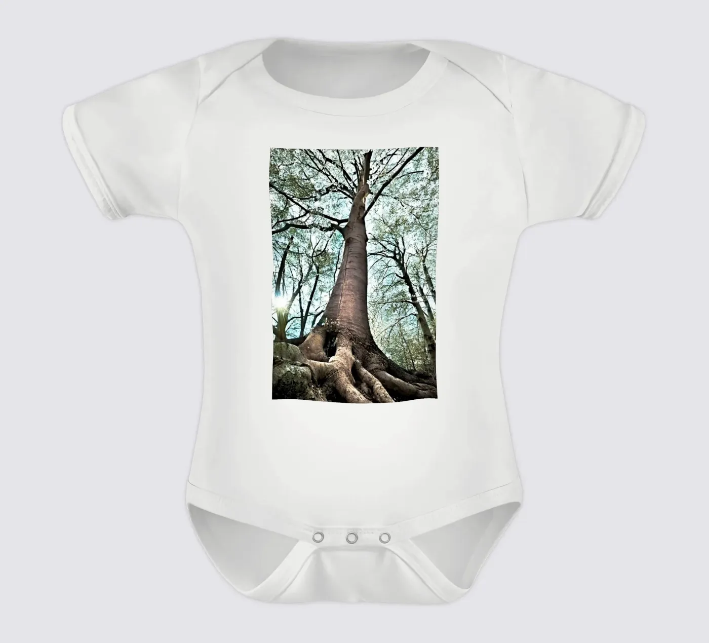 Forest Tree short-sleeve baby romper by rapunsell