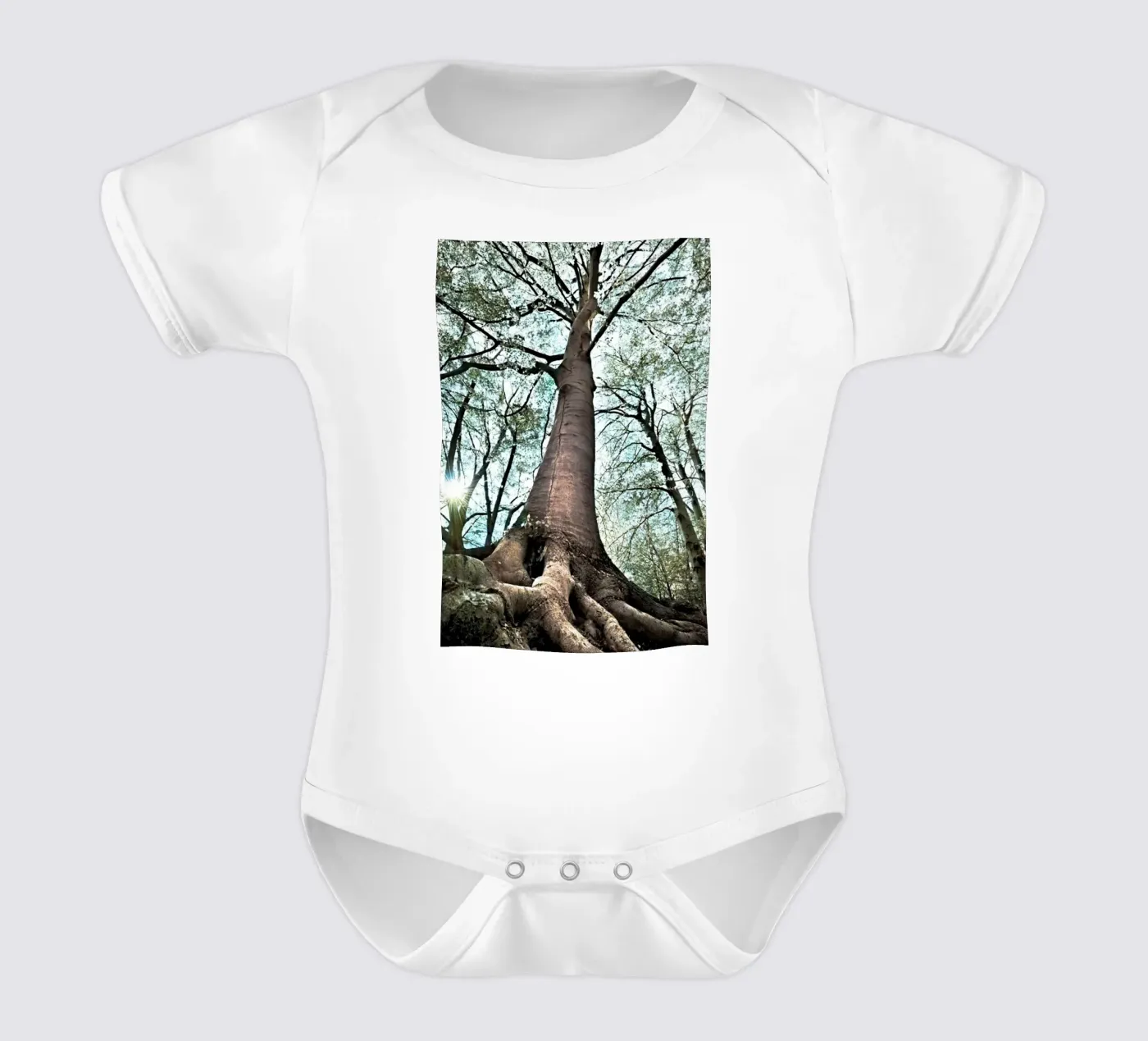 Forest Tree short-sleeve baby romper by rapunsell