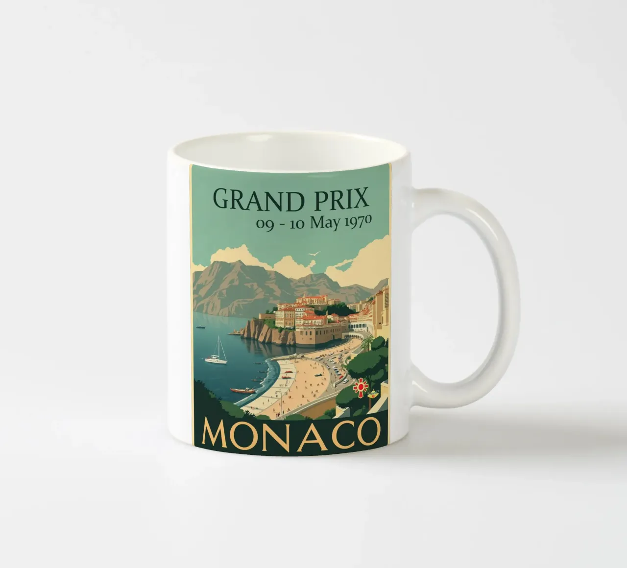 Monaco 1970e Klassieker keramische mok van HicksShop