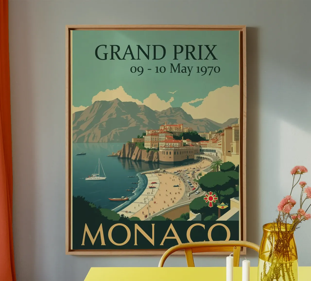 Monaco 1970th Classic tela con Cornice a cassetta da HicksShop