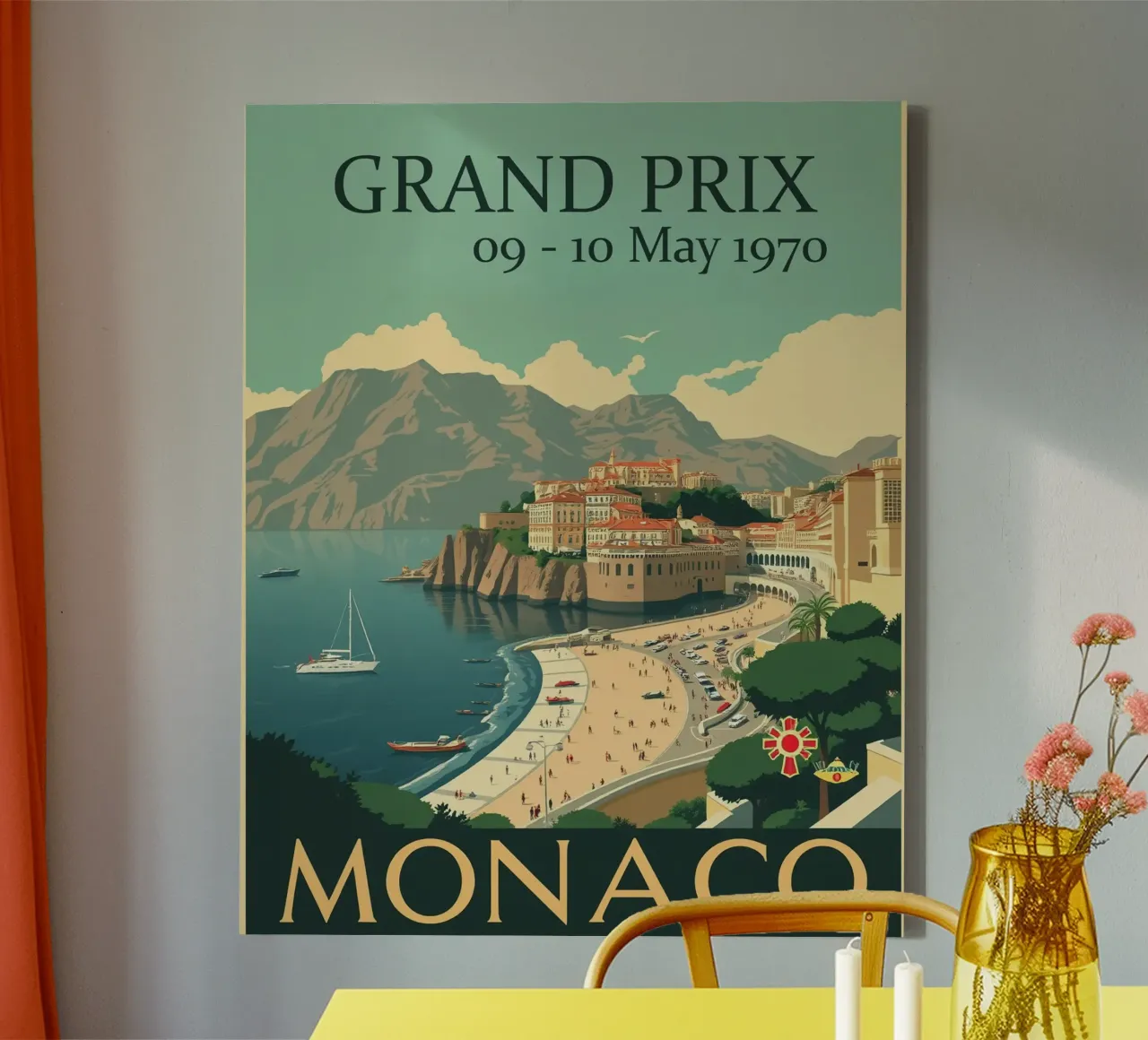 Monaco 1970th Classic tela con Cornice a cassetta da HicksShop
