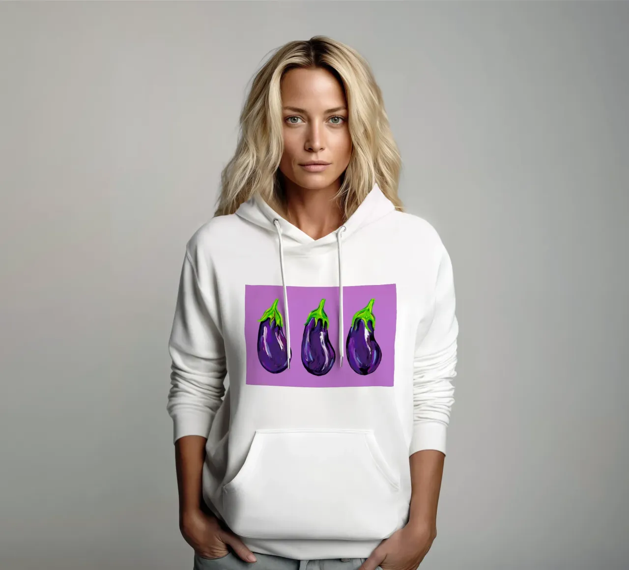 Aubergines On Purple felpa con cappuccio da Alice Straker