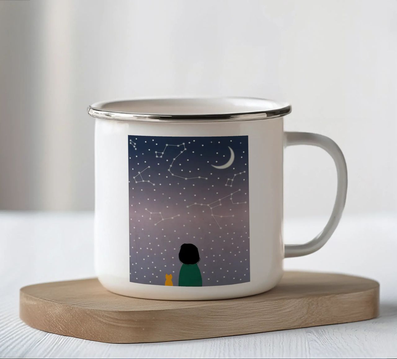 gatto sognante tazza in smalto da NEW LIFE