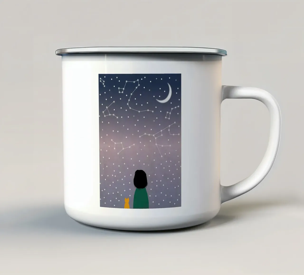 gatto sognante tazza in smalto da NEW LIFE