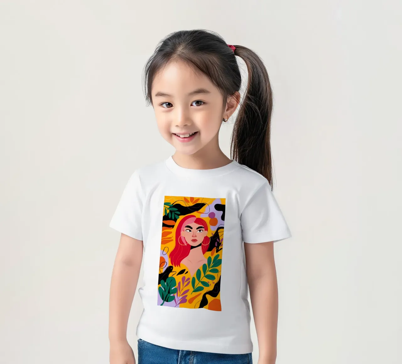 Ruby Haired Muse kids t-shirt by Paez Harmony