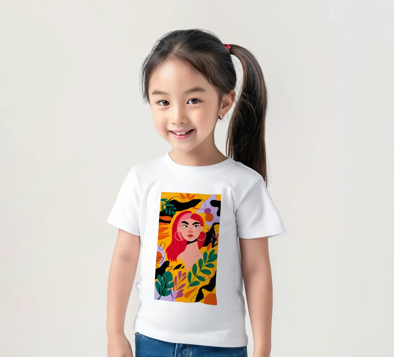 Ruby Haired Muse kids t-shirt by Paez Harmony