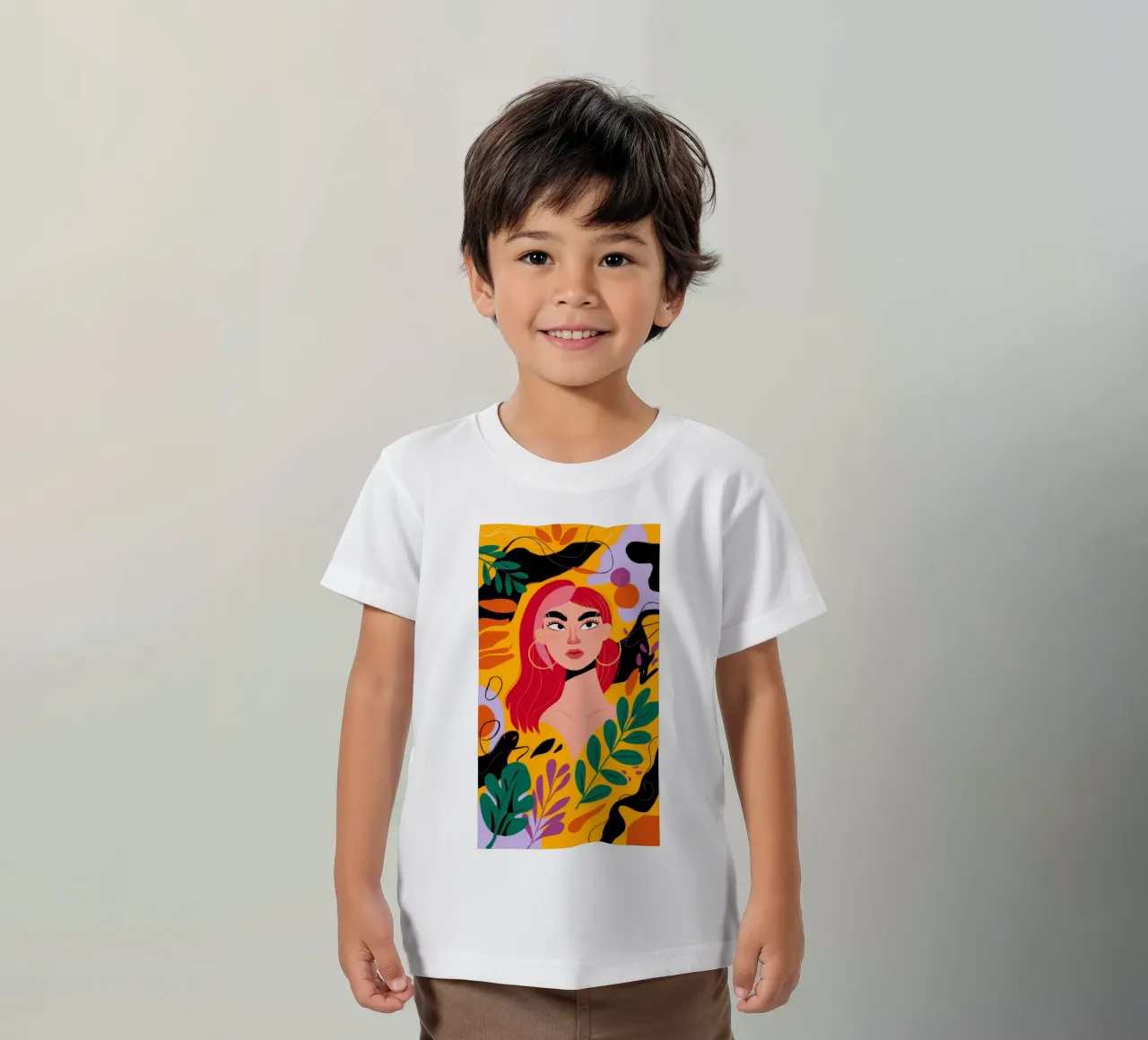 Ruby Haired Muse kids t-shirt by Paez Harmony