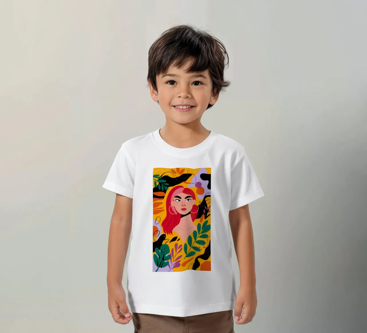 Ruby Haired Muse kids t-shirt by Paez Harmony