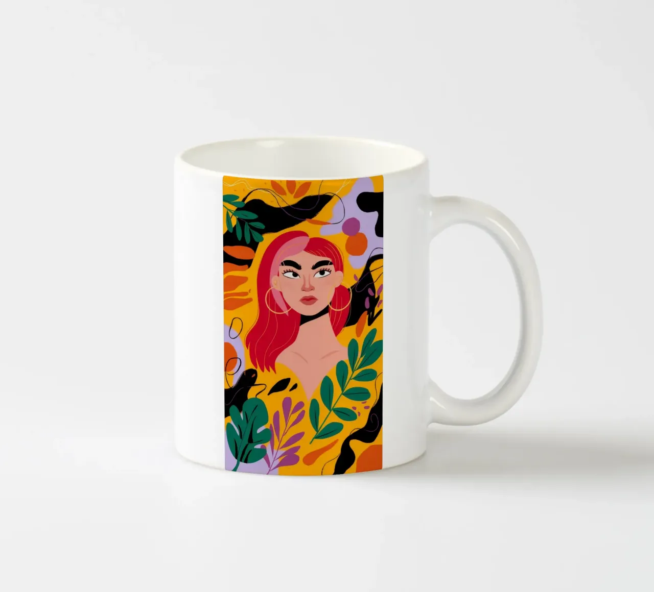 Ruby Haired Muse ceramic mug by Paez Harmony