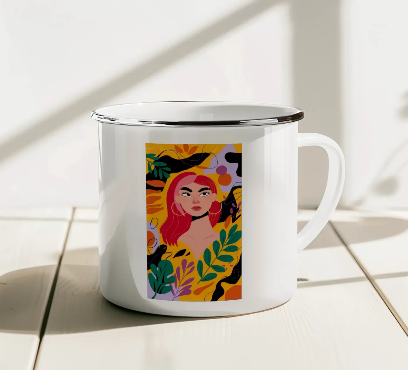 Ruby Haired Muse mug en émail de Paez Harmony