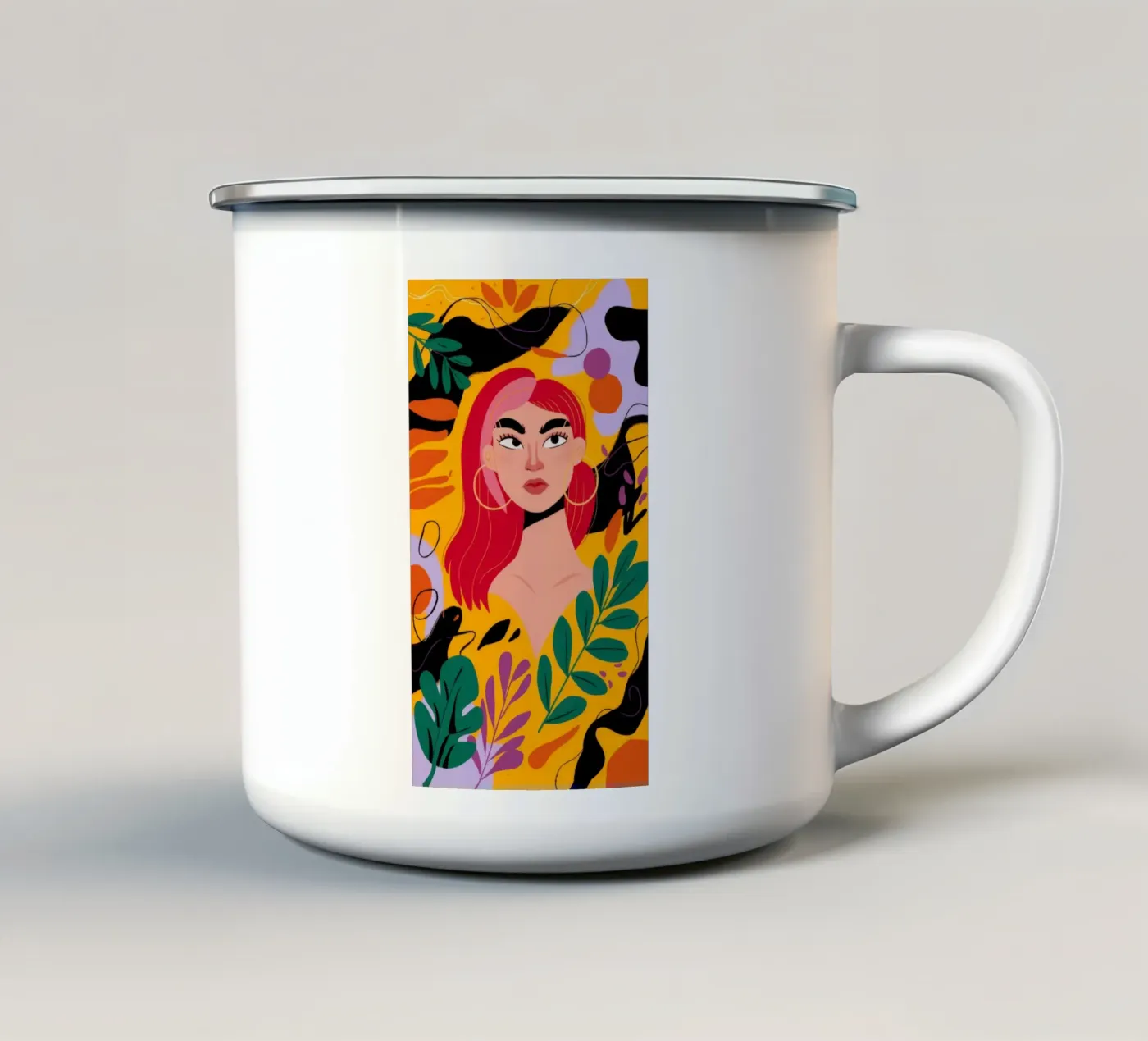 Ruby Haired Muse mug en émail de Paez Harmony