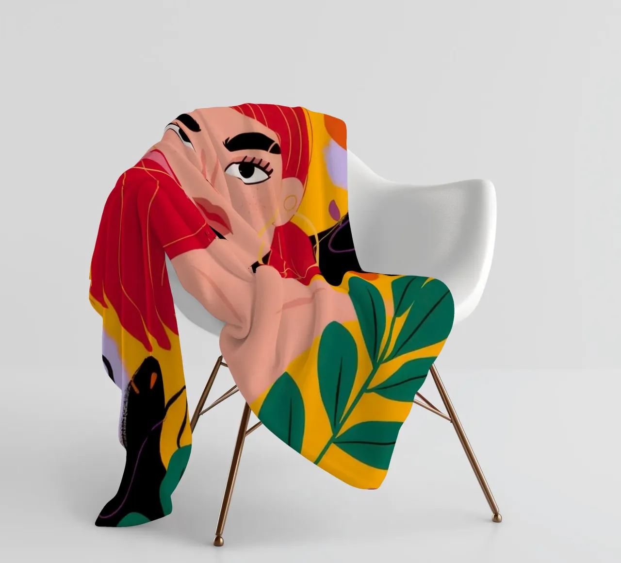 Ruby Haired Muse fleece blanket by Paez Harmony