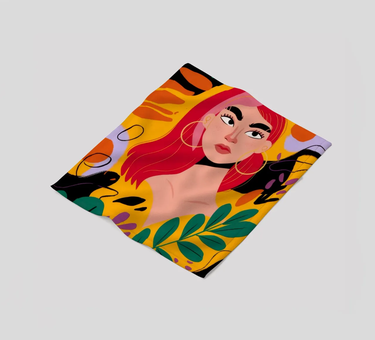 Ruby Haired Muse fleece blanket by Paez Harmony
