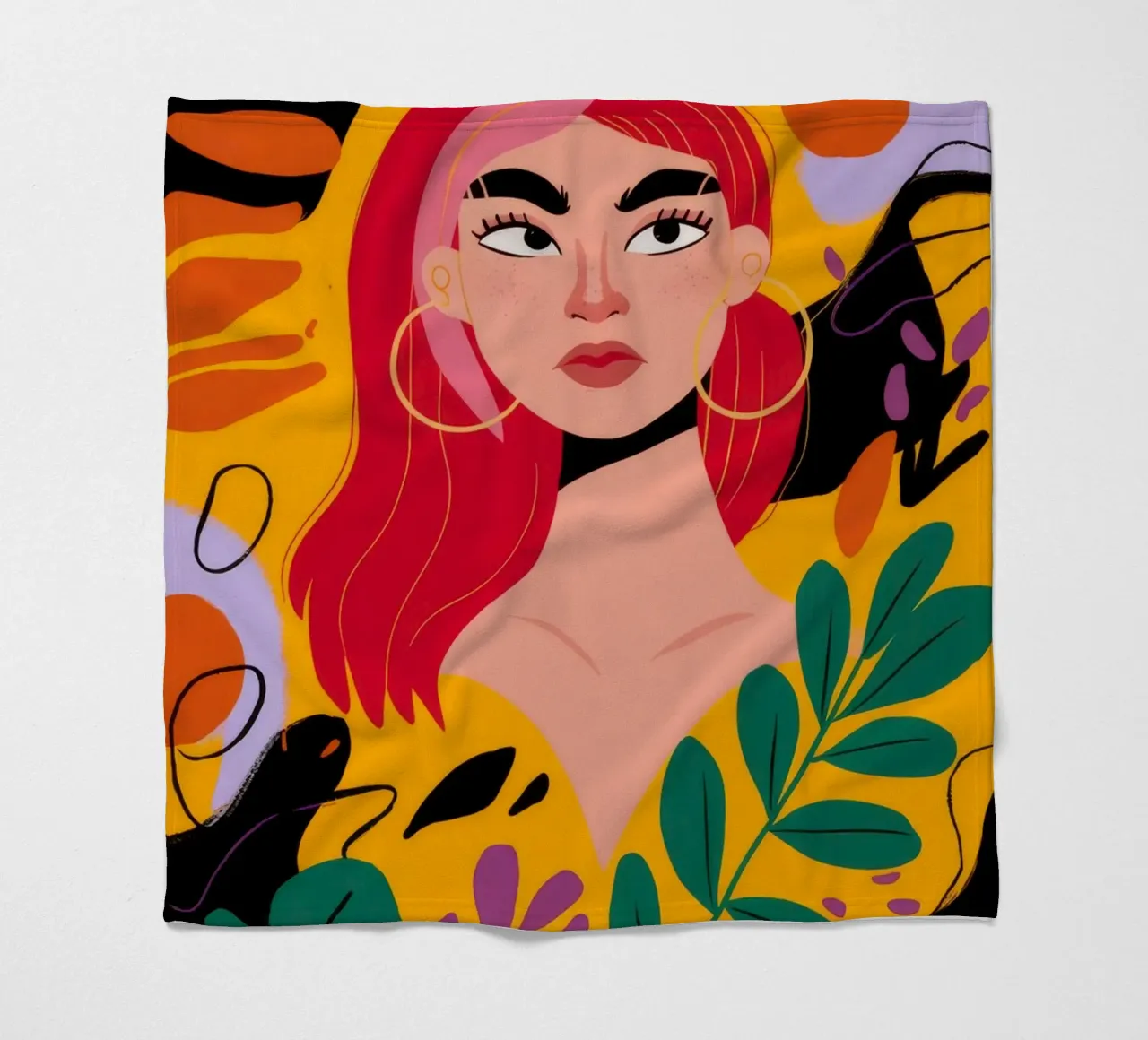 Ruby Haired Muse fleece blanket by Paez Harmony