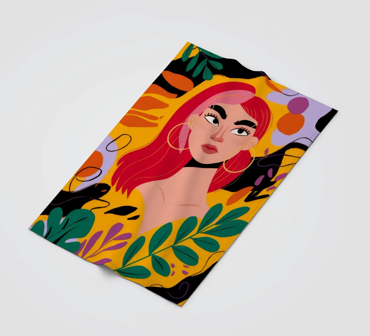 Ruby Haired Muse fleece blanket by Paez Harmony