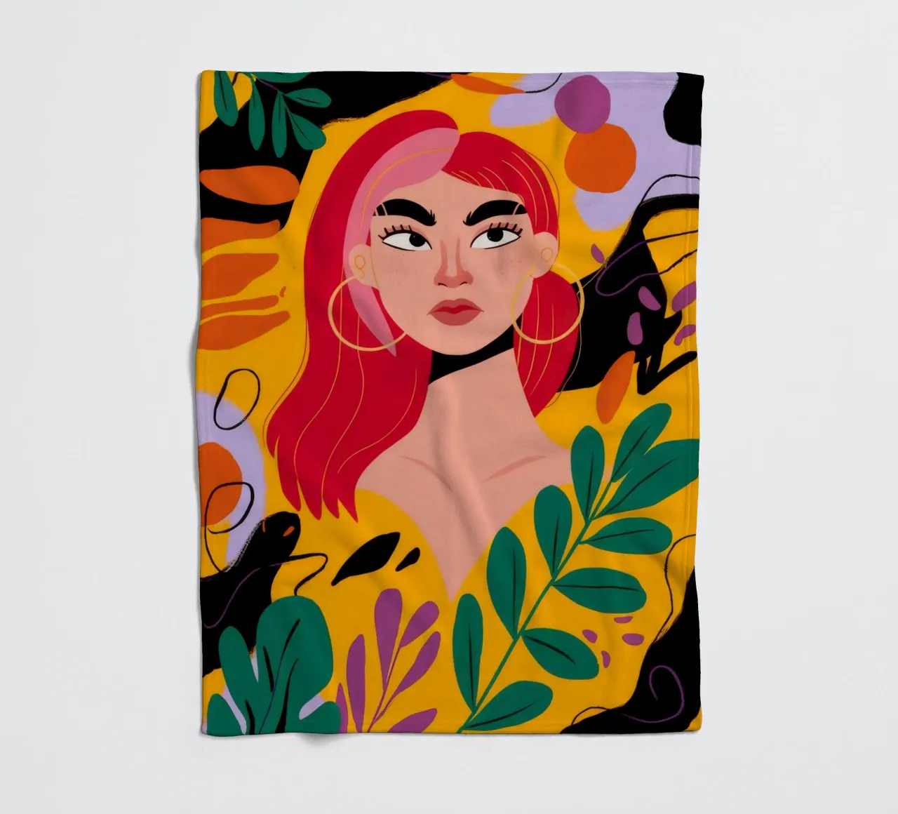 Ruby Haired Muse fleece blanket by Paez Harmony