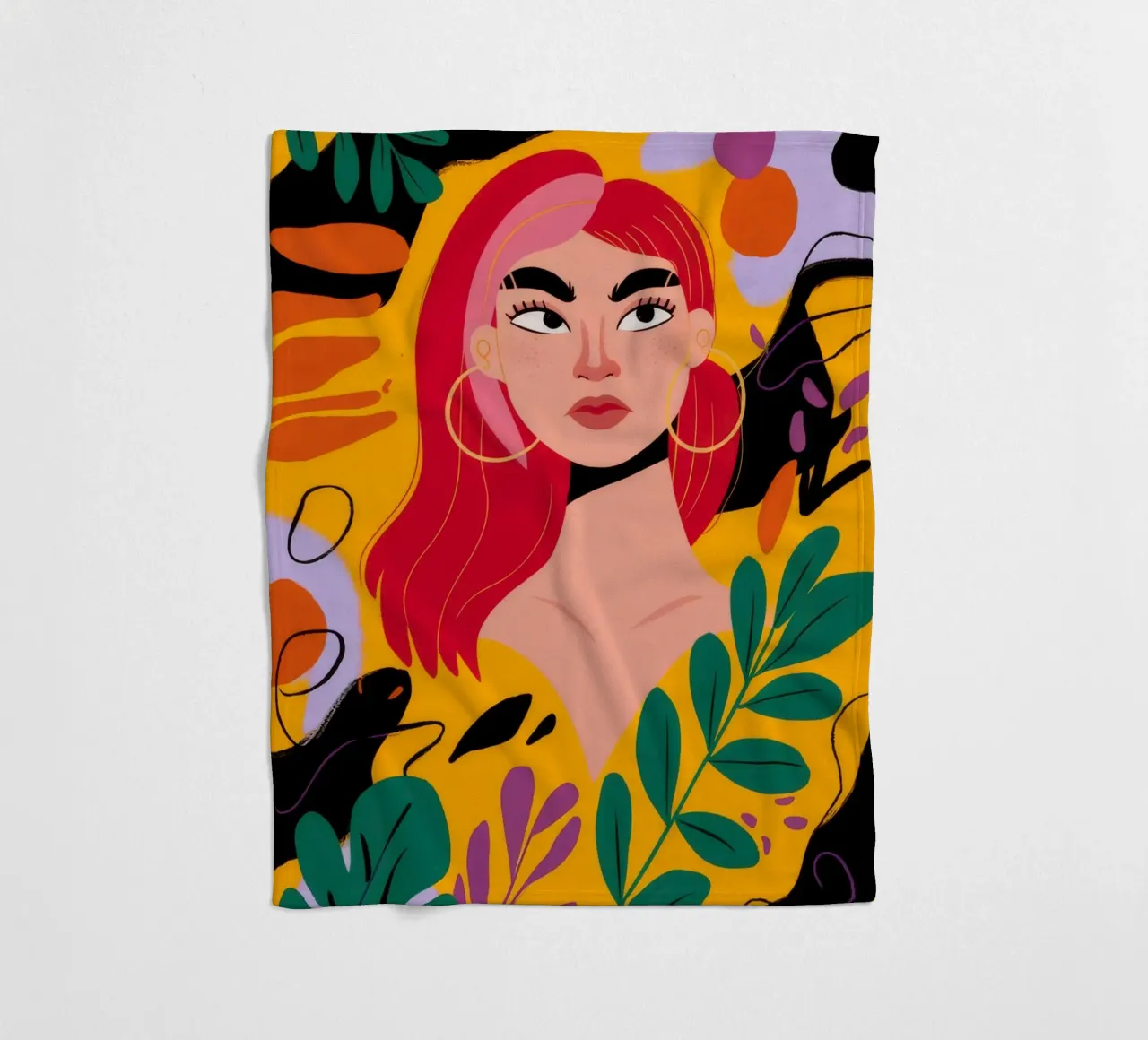 Ruby Haired Muse fleece blanket by Paez Harmony